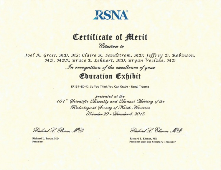 RSNA Certificate of Merit--ER137-ED-X