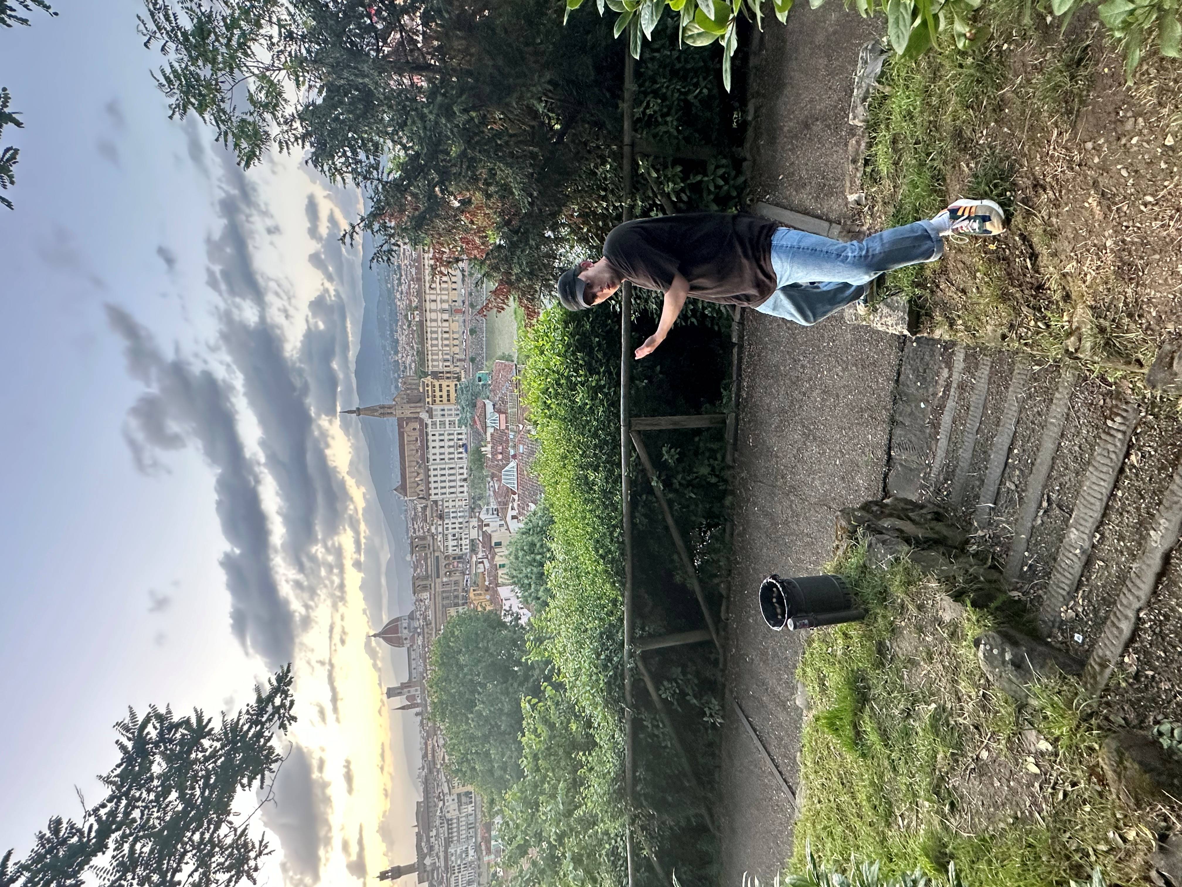 Jack Linsley in front of cityscape.  