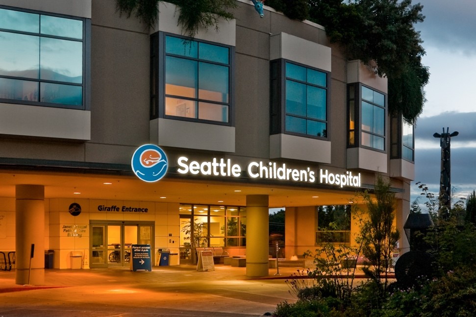 Photograph of the entrance to Seattle Childrens Hospital