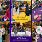 A collage of six photos depicting participants in recent EDI career activities. The background is purple and with a yellow graphic which reads: EDI Pipeline activities highlighted!