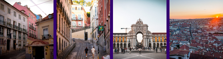 A collage of four urban landscape photos taken by Dr. Cui.